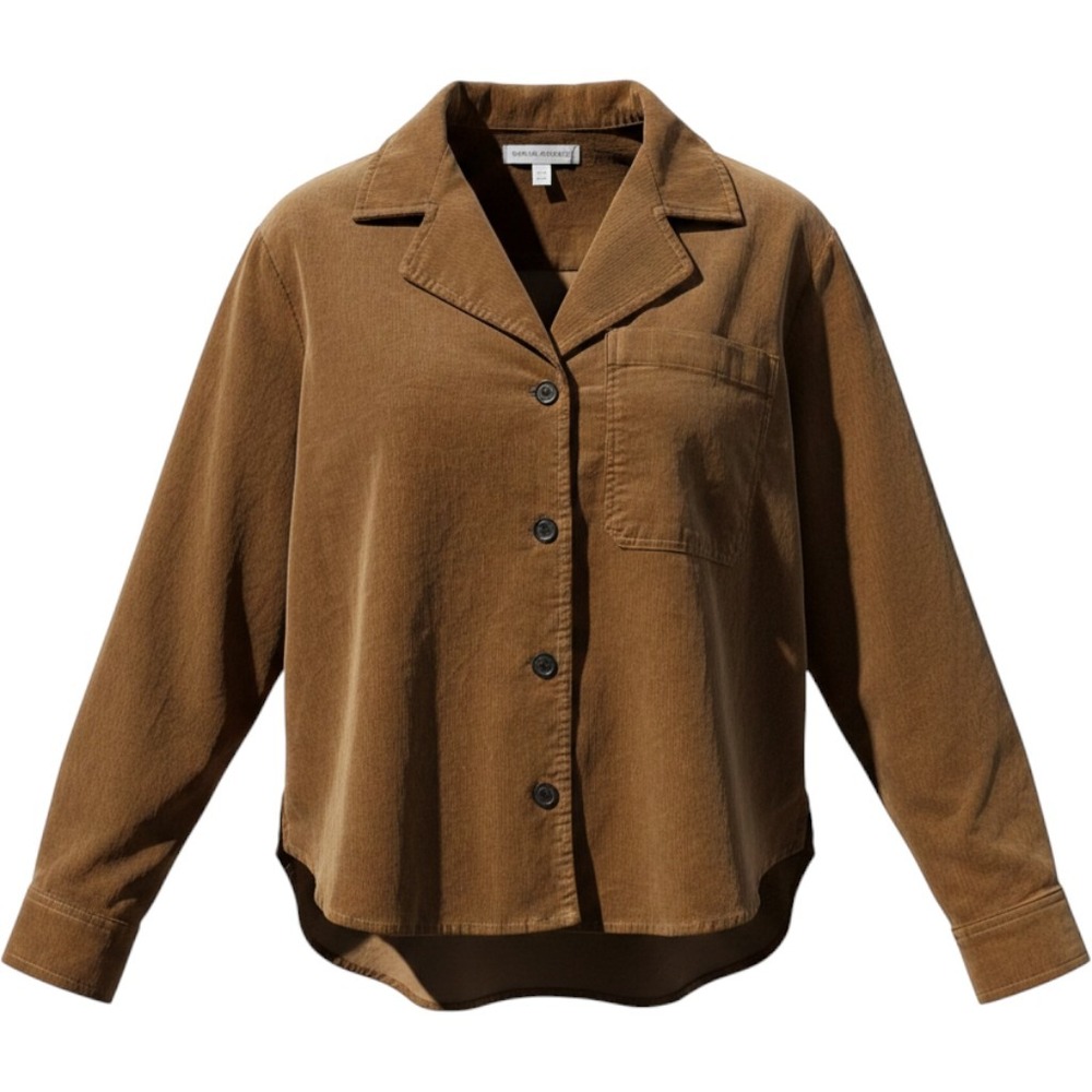 Banana Republic Womens Corduroy Button Down Shirt Brown Camel Medium M Pocket